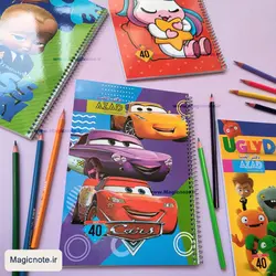 دفتر مشق حاشیه دار فانتزی 40 برگ سیمی