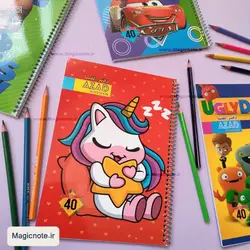 دفتر مشق حاشیه دار فانتزی 40 برگ سیمی