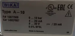ترنسمیتر فشار ویکا 10 بار با اتصال 1/4 اینچ - ترانسمیتر ویکا -