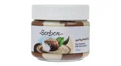 کاله دسر شکلات صبحانه فندقی دورنگ 300گرمی شیشه ای