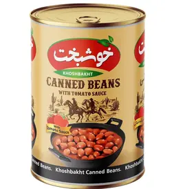 خوشبخت کنسرو لوبیا چیتی با سس گوجه فرنگی
