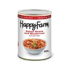 کنسرو لوبیا با قارچ 400 گرمی هپی فارم