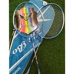 راکت بدمینتون جفتی (Zhi bo sport 125) همراه با کاور، رنگ آبی
