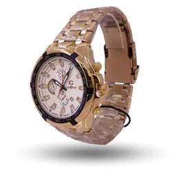 ساعت مچی عقربه ای مردانه بند فلزی CASSRAY طلایی صفحه سفید