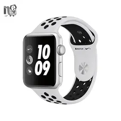 ساعت هوشمند اپل واچ 3 بدنه آلومینیوم نقره ای بند اسپرت نایک پلاتینیومی/مشکی - Apple Watch Series 3 Nike Plus 38mm Silver Aluminum Case with Pure Platinum/Black Nike Sport Band | نگین خاورمیانه