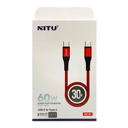 کابل Type-C به Type-C نیتو NITU NC37 طول 30 سانتیمتر 60 وات | موبایل برتر