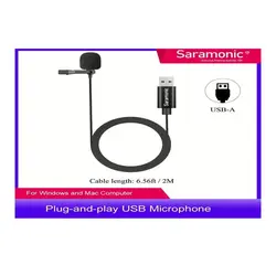 میکروفن یقه ای سارامونیک USB مدل Saramonic SR-ULM10L | موبایل برتر