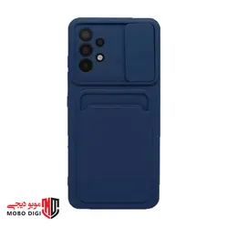 گارد سیلیکونی محافظ لنزدار کشویی مدل جا کارتی دار مناسب برای گوشی موبایل سامسونگ Galaxy A32 4G