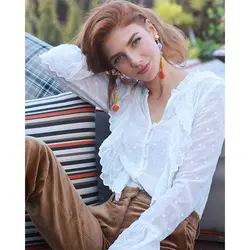 شومیز سفید گلدوخت مجلسی | خرید لباس های زنانه | فروشگاه اینترنتی لباس مدبینا