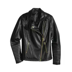 کاپشن چرم مشکی یقه دار | حراج لباس زنانه | فروشگاه اینترنتی لباس مدبینا