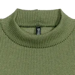 بافت سبز یقه پنج سانت ابریشمی | خرید لباس مجلسی زنانه | فروشگاه اینترنتی لباس مدبینا