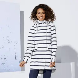 بارانی راه راه سفید و سرمه ای اسمارا| خرید لباس زنانه | فروشگاه اینترنتی لباس زنانه