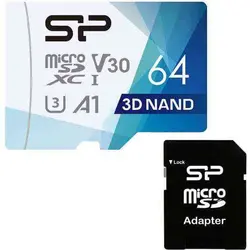 کارت حافظه microSDXC سیلیکون پاور مدل Superior Pro کلاس 10 استاندارد UHS-I U3 سرعت 100MBps ظرفیت 64 گیگابایت به همراه آداپتور SD - قالب وودمارت