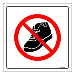 برچسب ایمنی مستر راد طرح با کفش داخل سالن ورود به WC ممنوع مدل HSE-OSHA-137