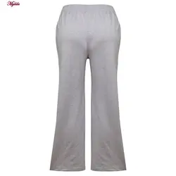 شلوار ورزشی زنانه مدل دمپا گشاد کمرکش ملانژ خاکستری روشن کد 4708-2081 | ماییلدا