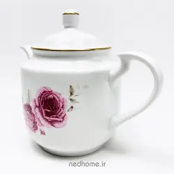 قوری چینی زرین استوانه طرح رزفلاور