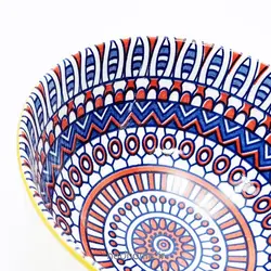 ماست خوری سرامیکی شیاردار آبی قرمز