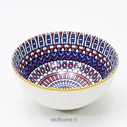 ماست خوری سرامیکی شیاردار آبی قرمز