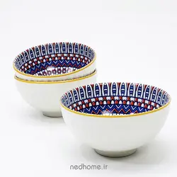 ماست خوری سرامیکی شیاردار آبی قرمز