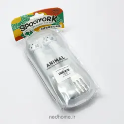 🐱 قاشق چنگال کودک Animal طرح گربه | ندهوم