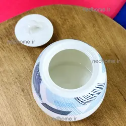 🍰 قندان سرامیکی دنی هوم مدل هاشور آبی | ندهوم