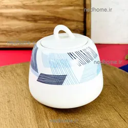 🍰 قندان سرامیکی دنی هوم مدل هاشور آبی | ندهوم
