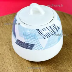 🍰 قندان سرامیکی دنی هوم مدل هاشور آبی | ندهوم