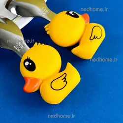 🦆 قاشق چنگال کودک دسته سیلیکونی طرح اردک | ندهوم
