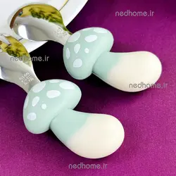 🍄 قاشق چنگال کودک دسته سیلیکونی طرح قارچ سبز | ندهوم