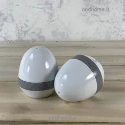 🧂 🌶️ نمک پاش و فلفل پاش چینی زرین طرح سیلور لاینر - دو عدد | ندهوم