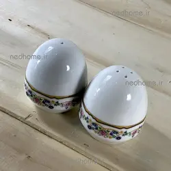 🧂 🌶️ نمک پاش و فلفل پاش چینی زرین طرح گلستان - دو عدد | ندهوم