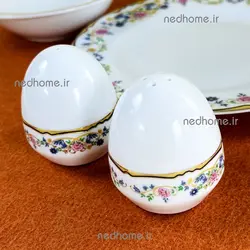 🧂 🌶️ نمک پاش و فلفل پاش چینی زرین طرح گلستان - دو عدد | ندهوم
