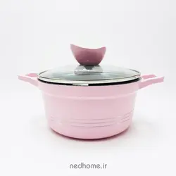 سرویس قابلمه چدن گرانیت 18 پارچه صورتی یونیک