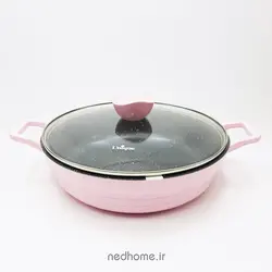 سرویس قابلمه چدن گرانیت 18 پارچه صورتی یونیک