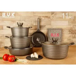 سرویس قابلمه چدن گرانیت 11 پارچه طوسی BVK