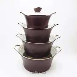 سرویس قابلمه چدن گرانیت 15 پارچه زرشکی(بادمجانی) BVK