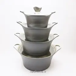 سرویس قابلمه چدن گرانیت 15 پارچه طوسی BVK