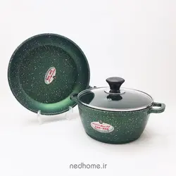 سرویس قابلمه چدن گرانیت 7 پارچه زرساب سری ملورین - یشمی