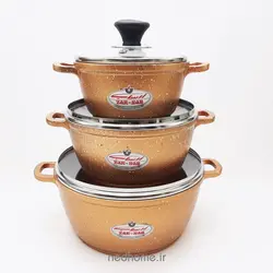 سرویس قابلمه گرانیت 7 پارچه زرساب سری ملورین - مسی متالیک