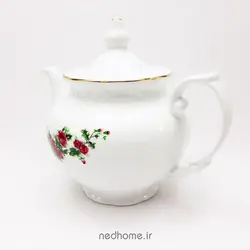 قوری 4 ترک چینی زرین طرح گل سرخ