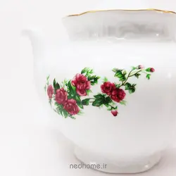 قوری 4 ترک چینی زرین طرح گل سرخ