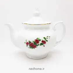 قوری 4 ترک چینی زرین طرح گل سرخ