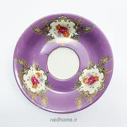 نعلبکی چینی سه گل - بنفش