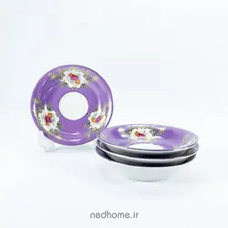 نعلبکی چینی سه گل - بنفش