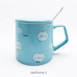 لیوان سرامیک قاشق دار - طرح CAT