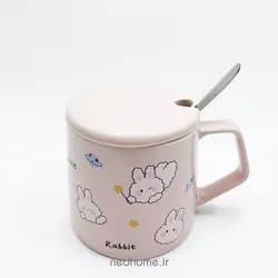لیوان سرامیک قاشق دار - طرح Rabbit