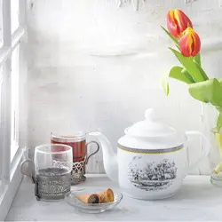 قوری چینی زرین 3 سایز استوانه ویلیج