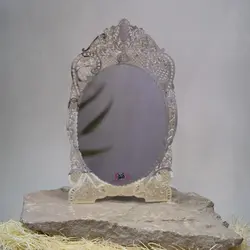 آینه نقره ورقی بیضی مدل چنگ
