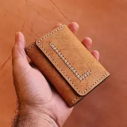 جا کارتی چرم دست دوز طرح سه بخشی - فروشگاه اینترنتی پابزی
