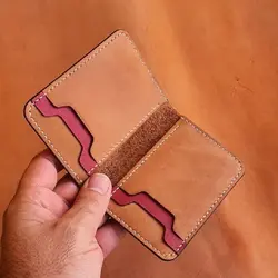 جا کارتی چرم دست دوز طرح دو رنگ - فروشگاه اینترنتی پابزی